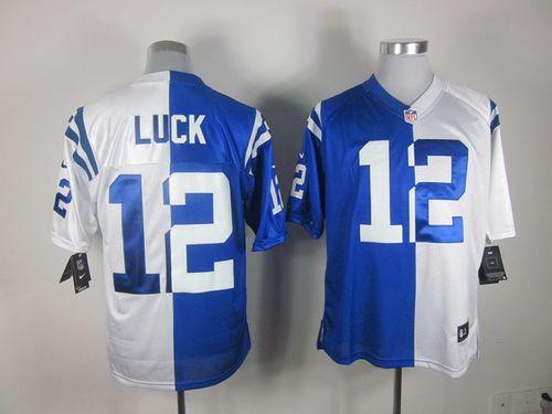 Nike Colts #12 Andrew Luck Royal Blue/White Men's Stitched NFL Elite Split Jersey