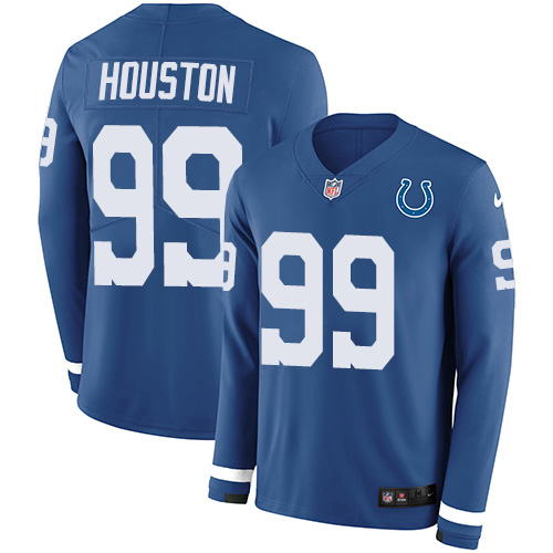 Nike Colts #99 Justin Houston Royal Blue Team Color Men's Stitched NFL Limited Therma Long Sleeve Jersey
