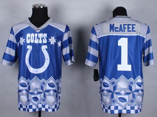 Nike Colts #1 Pat McAfee Royal Blue Men's Stitched NFL Elite Noble Fashion Jersey