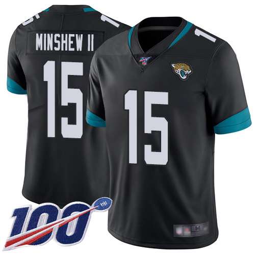Nike Jaguars #15 Gardner Minshew II Black Team Color Men's Stitched NFL 100th Season Vapor Limited Jersey
