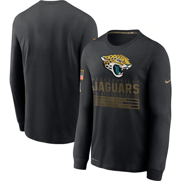 Men's Jacksonville Jaguars Black Salute To Service Sideline Performance Long Sleeve T-Shirt 2020