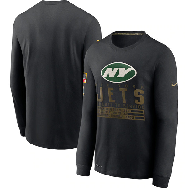 Men's New York Jets Black Salute To Service Sideline Performance Long Sleeve T-Shirt 2020