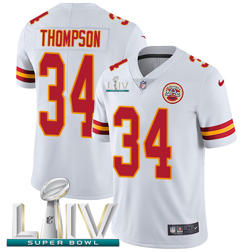 Nike Chiefs #34 Darwin Thompson White Super Bowl LIV 2020 Men's Stitched NFL Vapor Untouchable Limited Jersey