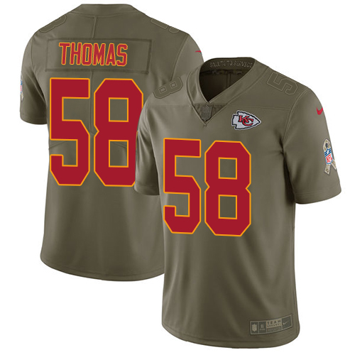 Nike Chiefs #58 Derrick Thomas Olive Men's Stitched NFL Limited 2017 Salute to Service Jersey