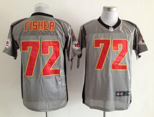 Nike Chiefs #72 Eric Fisher Grey Shadow Men's Stitched NFL Elite Jersey