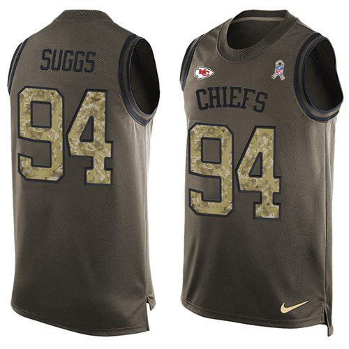 Nike Chiefs #94 Terrell Suggs Green Men's Stitched NFL Limited Salute To Service Tank Top Jersey