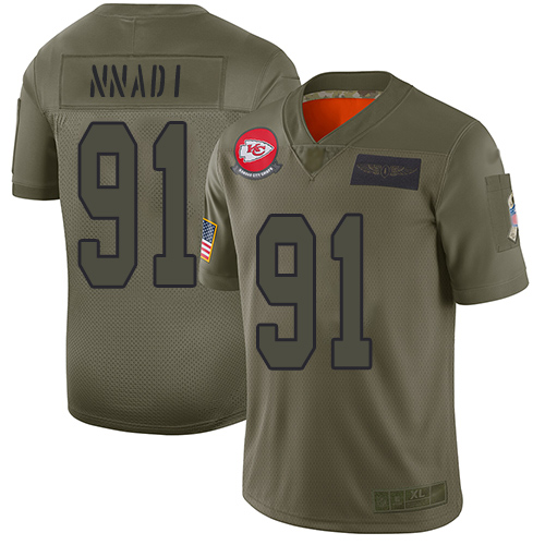 Nike Chiefs #91 Derrick Nnadi Camo Men's Stitched NFL Limited 2019 Salute To Service Jersey