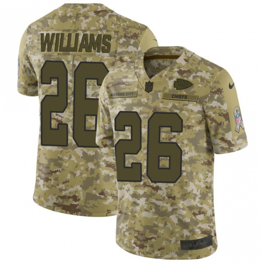 Nike Chiefs #26 Damien Williams Camo Men's Stitched NFL Limited 2018 Salute To Service Jersey