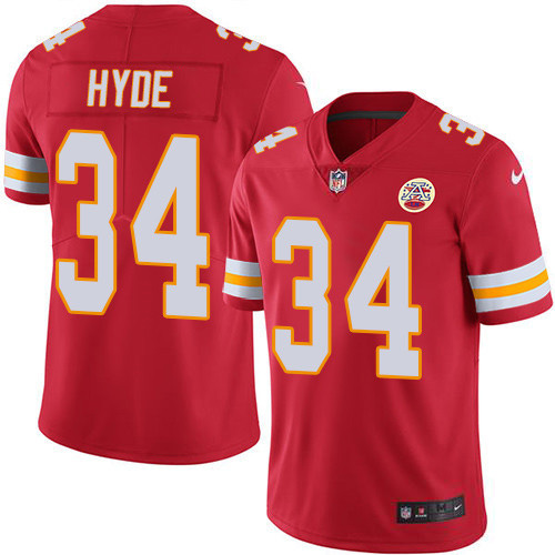 Nike Chiefs #34 Carlos Hyde Red Team Color Men's Stitched NFL Vapor Untouchable Limited Jersey