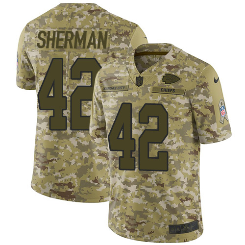 Nike Chiefs #42 Anthony Sherman Camo Men's Stitched NFL Limited 2018 Salute To Service Jersey