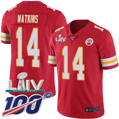 Nike Chiefs #14 Sammy Watkins Red Super Bowl LIV 2020 Team Color Men's Stitched NFL 100th Season Vapor Untouchable Limited Jersey