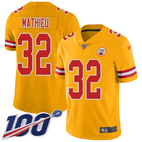 Nike Chiefs #32 Tyrann Mathieu Gold Men's Stitched NFL Limited Inverted Legend 100th Season Jersey