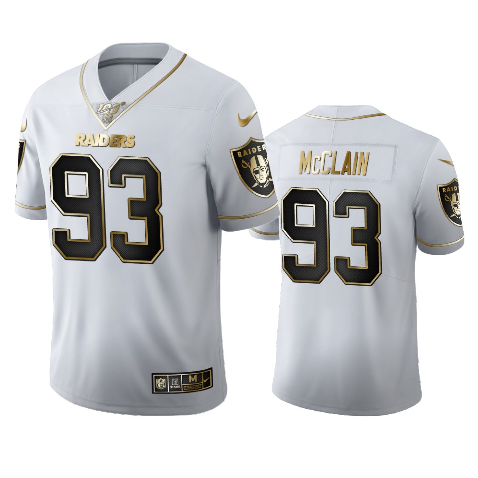 Las Vegas Raiders #93 Terrell Mcclain Men's Nike White Golden Edition Vapor Limited NFL 100 Jersey