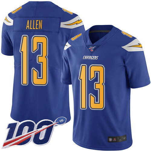 Nike Chargers #13 Keenan Allen Electric Blue Men's Stitched NFL Limited Rush 100th Season Jersey