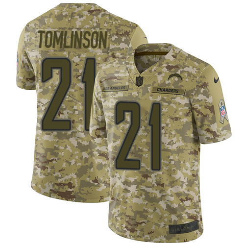 Nike Chargers #21 LaDainian Tomlinson Camo Men's Stitched NFL Limited 2018 Salute To Service Jersey