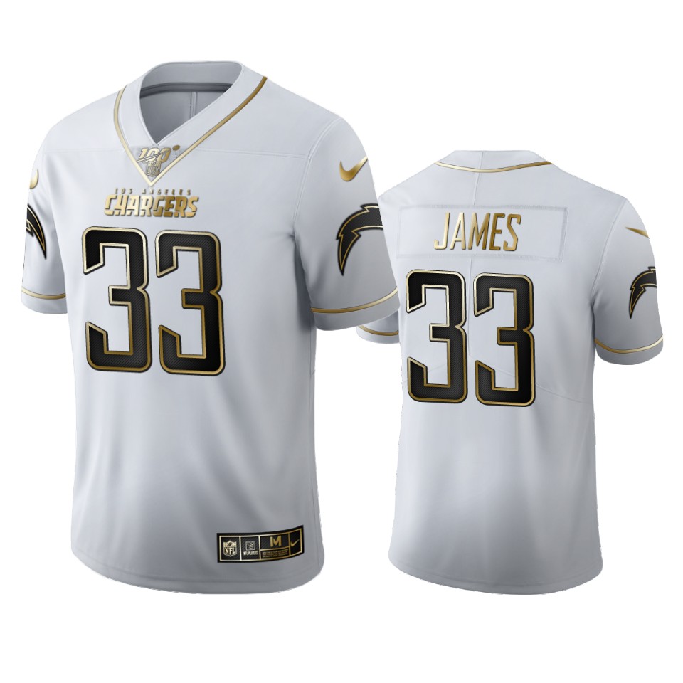 Los Angeles Chargers #33 Derwin James Jr Men's Nike White Golden Edition Vapor Limited NFL 100 Jersey