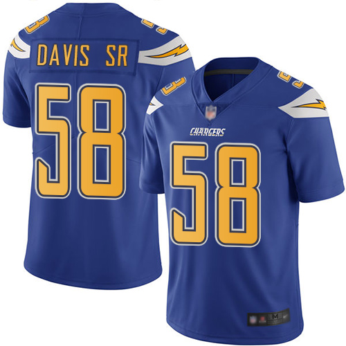 Nike Chargers #58 Thomas Davis Sr Electric Blue Men's Stitched NFL Limited Rush Jersey