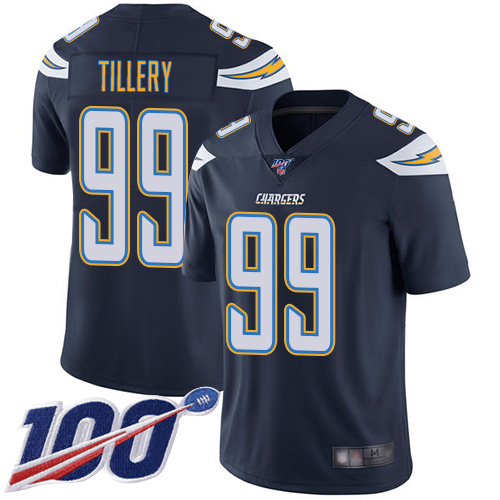 Nike Chargers #99 Jerry Tillery Navy Blue Team Color Men's Stitched NFL 100th Season Vapor Limited Jersey