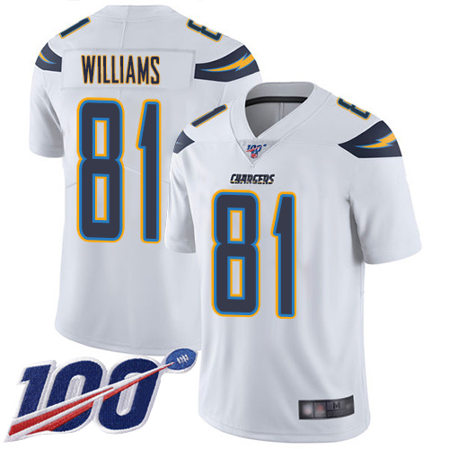 Nike Chargers #81 Mike Williams White Men's Stitched NFL 100th Season Vapor Limited Jersey