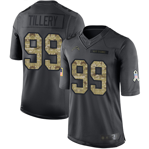 Nike Chargers #99 Jerry Tillery Black Men's Stitched NFL Limited 2016 Salute to Service Jersey