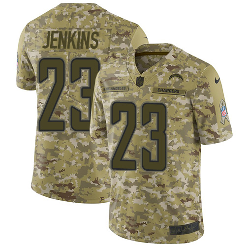 Nike Chargers #23 Rayshawn Jenkins Camo Men's Stitched NFL Limited 2018 Salute To Service Jersey