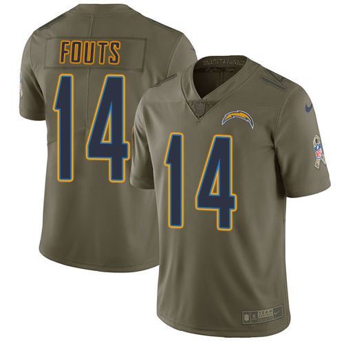 Nike Chargers #14 Dan Fouts Olive Men's Stitched NFL Limited 2017 Salute to Service Jersey