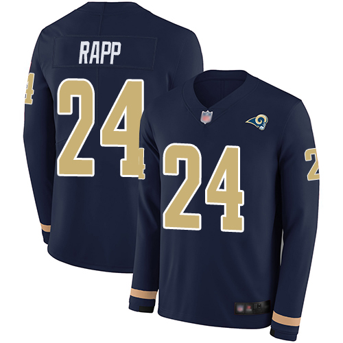 Nike Rams #24 Taylor Rapp Navy Blue Team Color Men's Stitched NFL Limited Therma Long Sleeve Jersey