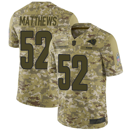 Nike Rams #52 Clay Matthews Camo Men's Stitched NFL Limited 2018 Salute To Service Jersey