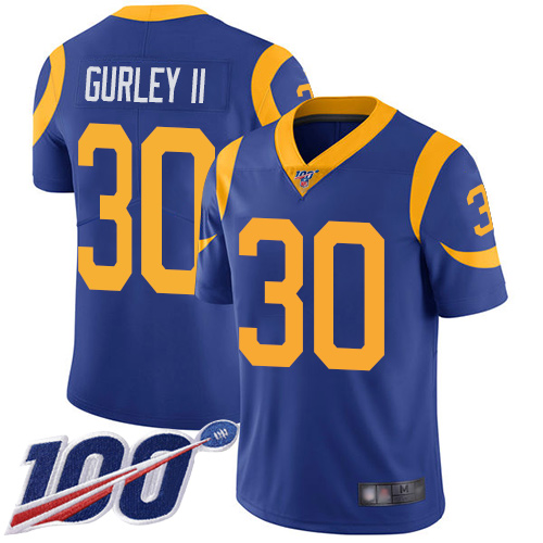 Nike Rams #30 Todd Gurley II Royal Blue Alternate Men's Stitched NFL 100th Season Vapor Limited Jersey