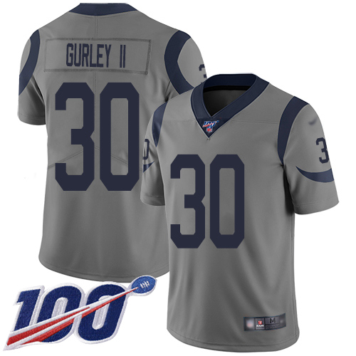 Nike Rams #30 Todd Gurley II Gray Men's Stitched NFL Limited Inverted Legend 100th Season Jersey