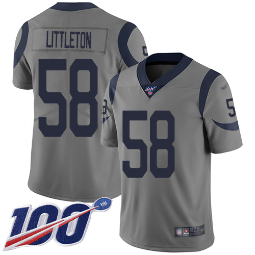 Nike Rams #58 Cory Littleton Gray Men's Stitched NFL Limited Inverted Legend 100th Season Jersey