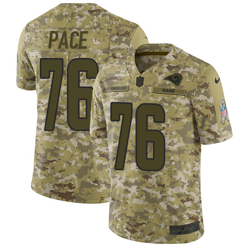 Nike Rams #76 Orlando Pace Camo Men's Stitched NFL Limited 2018 Salute To Service Jersey