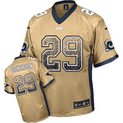 Nike Rams #29 Eric Dickerson Gold Men's Stitched NFL Elite Drift Fashion Jersey
