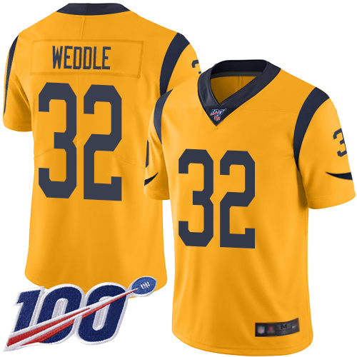 Nike Rams #32 Eric Weddle Gold Men's Stitched NFL Limited Rush 100th Season Jersey