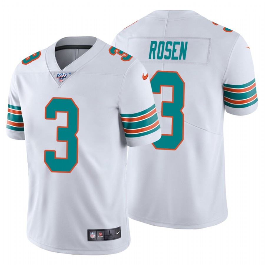 Nike Dolphins #3 Josh Rosen White Alternate Men's Stitched NFL 100th Season Vapor Untouchable Limited Jersey