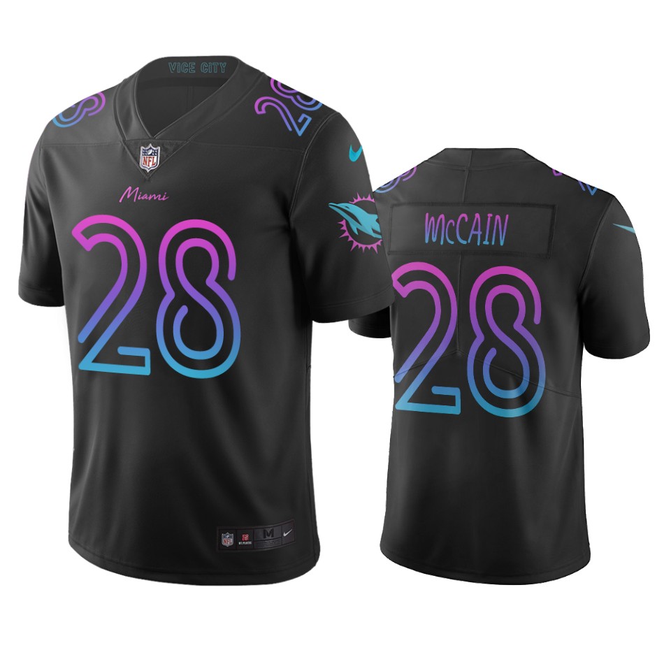 Miami Dolphins #28 Bobby Mccain Black Vapor Limited City Edition NFL Jersey