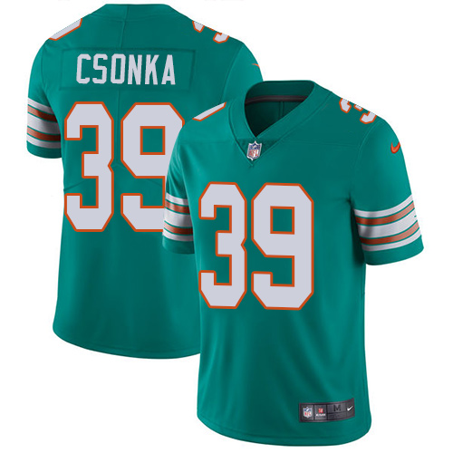 Nike Dolphins #39 Larry Csonka Aqua Green Alternate Men's Stitched NFL Vapor Untouchable Limited Jersey