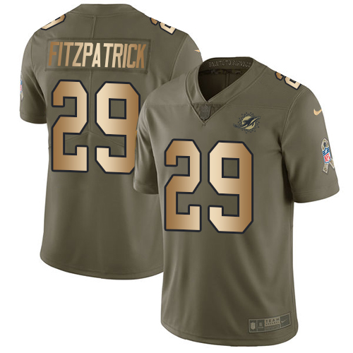 Nike Dolphins #29 Minkah Fitzpatrick Olive/Gold Men's Stitched NFL Limited 2017 Salute To Service Jersey