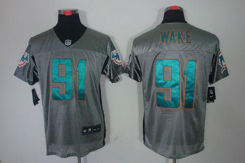 Nike Dolphins #91 Cameron Wake Grey Shadow Men's Stitched NFL Elite Jersey