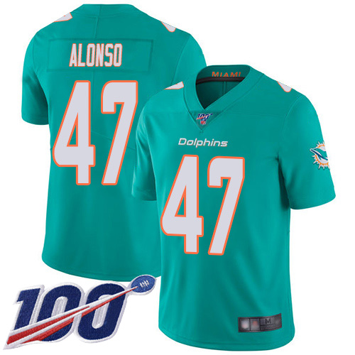 Nike Dolphins #47 Kiko Alonso Aqua Green Team Color Men's Stitched NFL 100th Season Vapor Limited Jersey