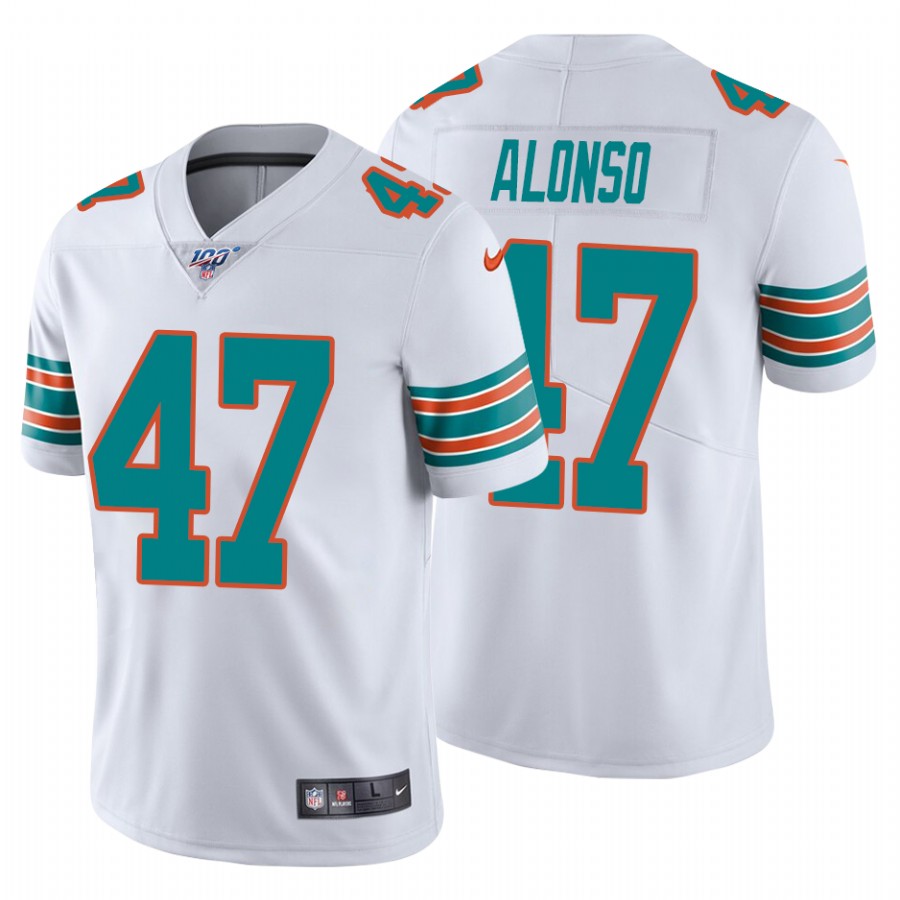 Nike Dolphins #47 Kiko Alonso White Alternate Men's Stitched NFL 100th Season Vapor Untouchable Limited Jersey