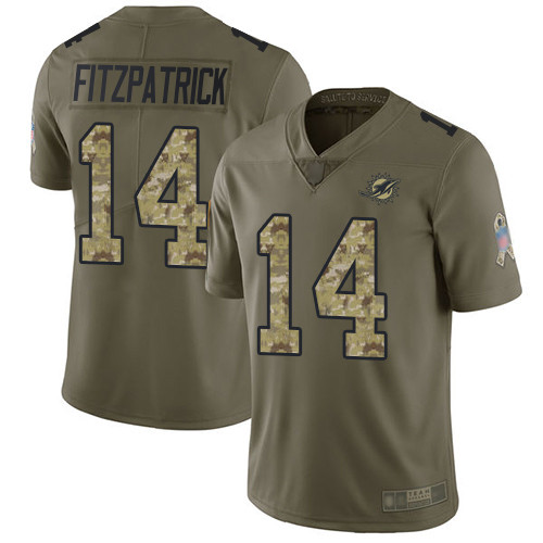 Nike Dolphins #14 Ryan Fitzpatrick Olive/Camo Men's Stitched NFL Limited 2017 Salute To Service Jersey