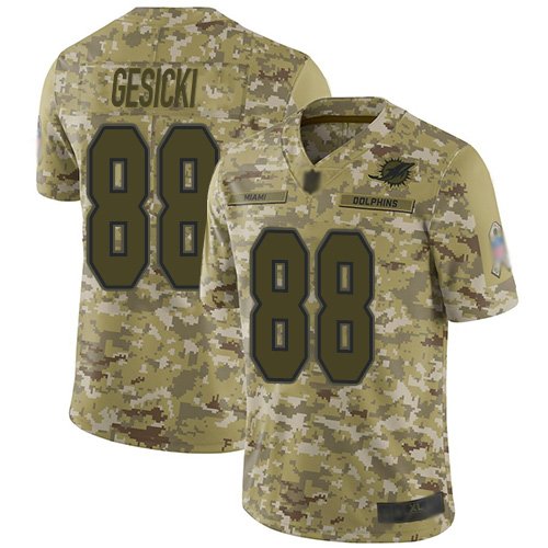 Nike Dolphins #88 Mike Gesicki Camo Men's Stitched NFL Limited 2018 Salute To Service Jersey