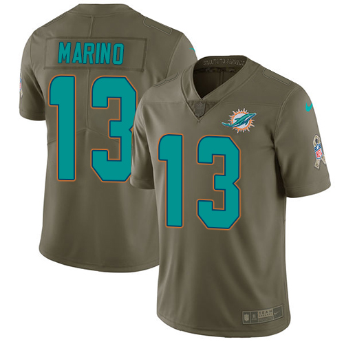 Nike Dolphins #13 Dan Marino Olive Men's Stitched NFL Limited 2017 Salute to Service Jersey