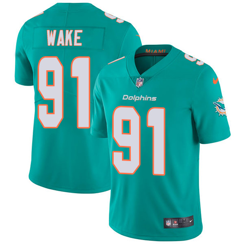 Nike Dolphins #91 Cameron Wake Aqua Green Team Color Men's Stitched NFL Vapor Untouchable Limited Jersey