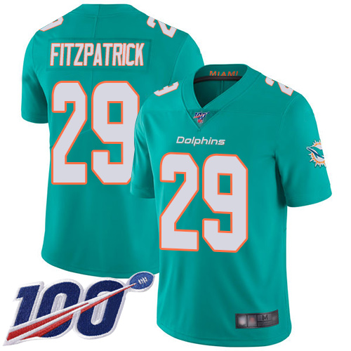Nike Dolphins #29 Minkah Fitzpatrick Aqua Green Team Color Men's Stitched NFL 100th Season Vapor Limited Jersey