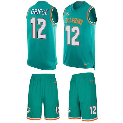 Nike Dolphins #12 Bob Griese Aqua Green Team Color Men's Stitched NFL Limited Tank Top Suit Jersey