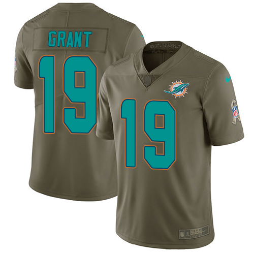 Nike Dolphins #19 Jakeem Grant Olive Men's Stitched NFL Limited 2017 Salute To Service Jersey