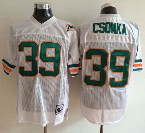 Mitchell And Ness Dolphins #39 Larry Csonka White Throwback Stitched NFL Jersey