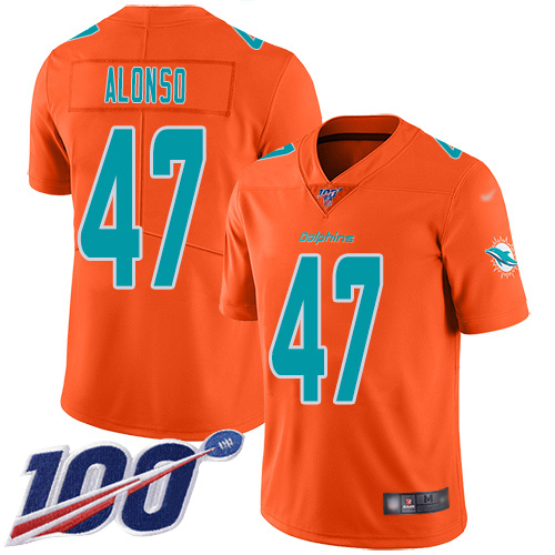 Nike Dolphins #47 Kiko Alonso Orange Men's Stitched NFL Limited Inverted Legend 100th Season Jersey